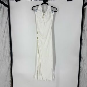 Meshki White Halter Cut Out Maxi Dress with High Slit